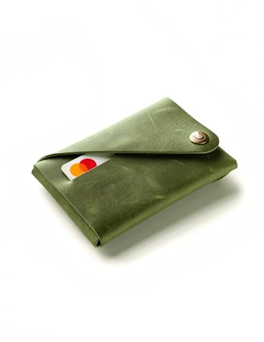 Crazy Horse Craft, Geldbörse Herren Portemonnaie Damen Kartenetui Folded Green Wallet