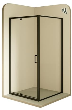 Duschkabine ISADORA 100x100 cm Tür: 100 cm Eckdusche mit Fronteinstieg schwarze Aluminium Profile - Links und RECHTS montierbar! aus 6mm ESG Nano Sicherheitsglas #553