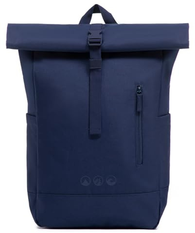 SONS OF ALOHA Roll-Top Rucksack Damen & Herren - NALU groß - Rolltop mit Laptopfach 16 für Uni Fahrrad Business - recycelt wasserabweisend blau