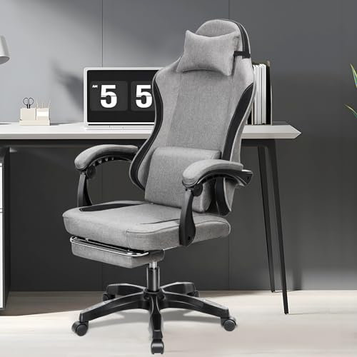 Haibinsuo PC Gaming Chair,Ergonomic Massage Gaming Chair with Adjustable Lumbar Support & Footrest Reclining Office Computer Stool with 360° Swivel Wheels High Back Racing Design for PC Gamers 300lb