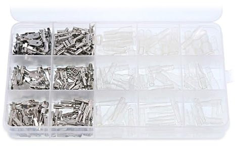 Lot de 360 connecteurs de câbles - Connecteur plat mâle et femelle - Avec manchons isolants - 2 8/4 8/6 3 mm