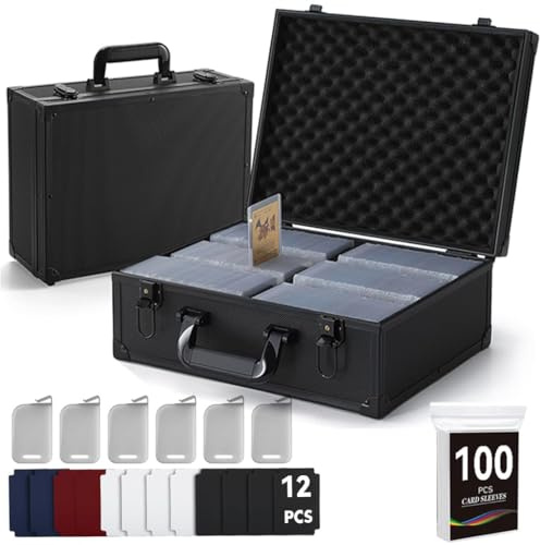 Pro-Grade Trading/Sports Card case with Sheet Protectors, Holds 1200+ 35PT 3x4 Toploaders,Top Loading Clear Cover, Portable for Comic Con & TCG Events