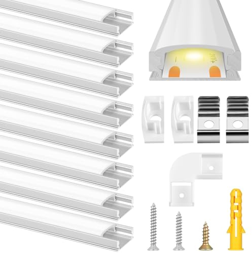 flintronic LED-Profil 2.4m, 8 × 0.3m Aluminium Profil U-Form, aluminium profil, Led Leiste, mit Endkappen und Montageclips, led Strip für Streifen Lichter, Zimmer Party