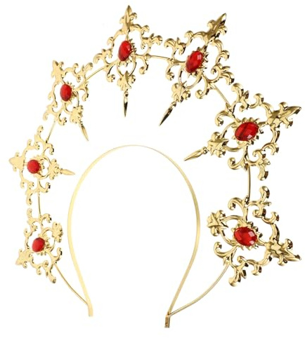 Didiseaon Barock Krone Haarreif für Damen aus Metall Vielseitiges und Stabiles Haarschmuck für Cosplay Party mit Einzigartigem Göttinnen Heiligenschein Design