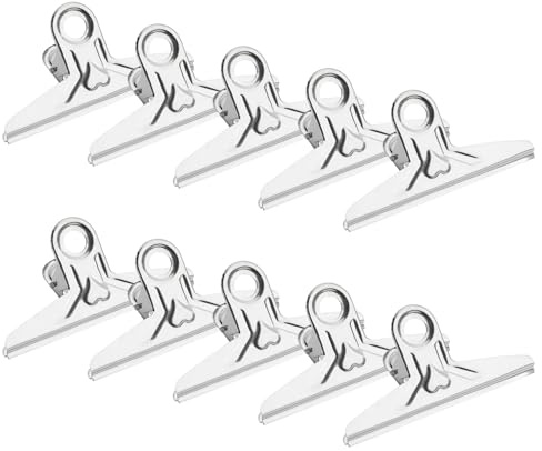 10 Pièces Pince Métallique pour Sachet Alimentaire, Pinces en Acier Inoxydable pour Fermeture Sacs Alimentaires, Clips Larges et Solides, Parfait pour Cuisine et Bureau