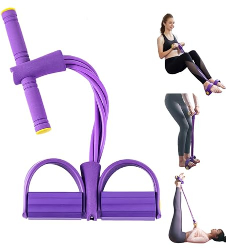 Elastique Musculation,Corde De Tension Multifonction avec Pédales Et Poignées,Elastique a Pedale Sport,Bande Resistance Musculation pour Abdominaux Bras Jambes Yoga Sport Maison (6 Tubes-Purple)