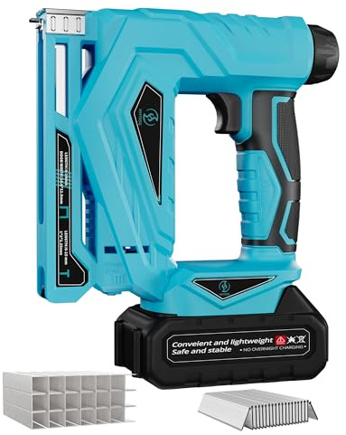 Cordless Nail Gun, 2-in-1 Brad Nailer & Staple Gun, 18V Battery Powered Electric Nailer with 2000PCS Nails & Staples, Single/Contact Firing for Upholstery, DIY, Home Repair & Carpentry