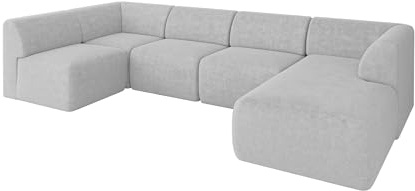 ALTDECOR Ecksofa in U-Form Corner Sofa Bett Eckcouch Couch L-Form Wohnlandschaft Cauchsofa MOVO 345x180x78 Hellgrau