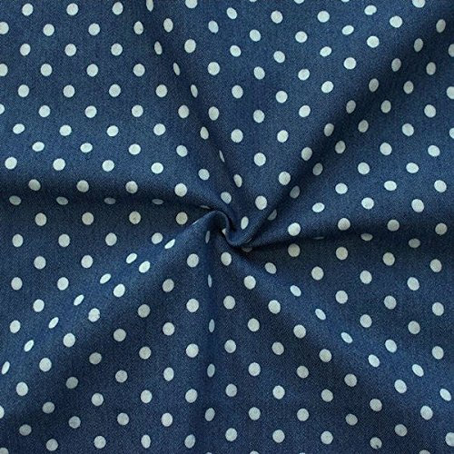 Stretch Denim Jeans Stoff Punkte mittel Meterware Indigo-Blau