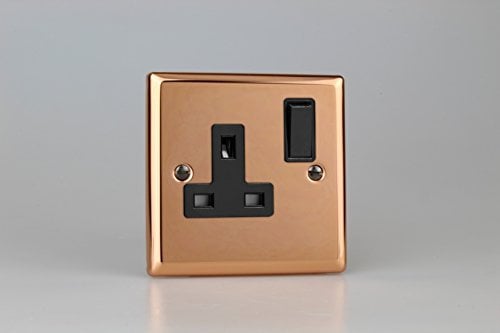 Varilight 1-Gang 13A Double Pole Switched Socket Polished Copper