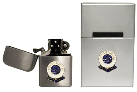 Tottenham Hotspur football club stormproof petrol lighter and metal cigarette packet cover