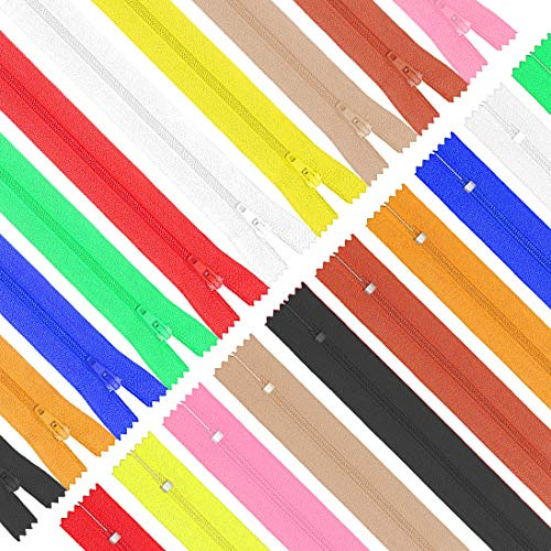 DSL 20 Pack 14 Inch Nylon Coil Zippers, Assorted Colours | Ideal for Sewing, Dressmaking, Cushions, Bags and Craft Projects