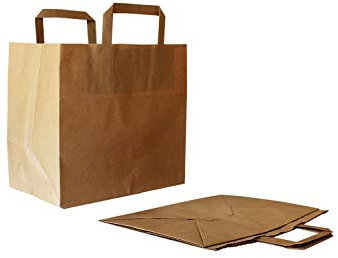 PGV Papiertragetaschen mit Flachhenkel BRAUN - 26 + 17 x 25 cm (25 Stück)
