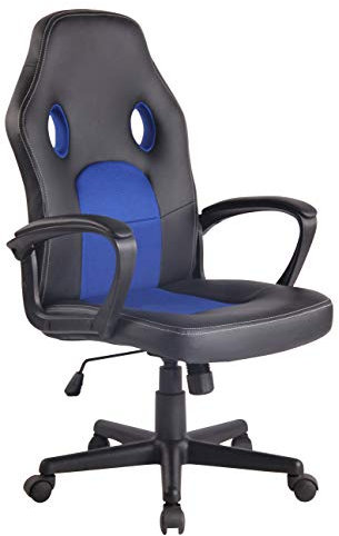 CLP Gaming Bürostuhl Elbing I Höhenverstellbarer Schreibtischstuhl, Farbe:schwarz/blau
