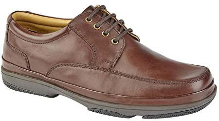 Roamers Percy Mens Wide Fit Leather Smart Shoes Brown