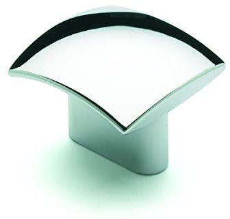 Handle & Home 32mm Polished Chrome Square Knob for Kitchen Cabinets | 16mm Centres | Bedroom | Bathroom | Furniture