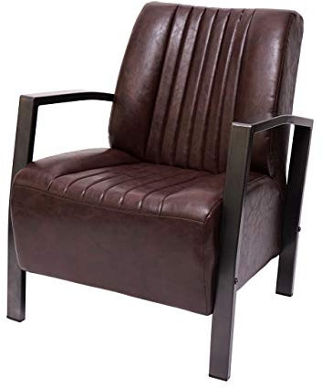 Mendler Sessel HWC-H10, Loungesessel Polstersessel Relaxsessel, Metall Industriedesign - Vintage braun