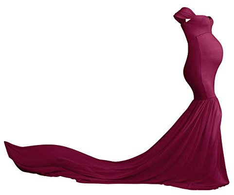 IMEKIS Damen Mutterschafts Kleid Ärmellos Off Shoulder Schwangerschaftskleid Fotoshooting Partykleid Lang Schwangere Ballkleid Festlich Schleppkleid Babydusche Fotografie Requisiten Weinrot