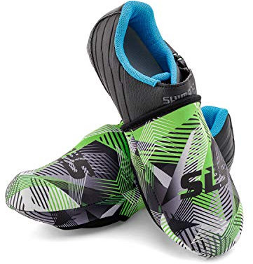 SLS3 Cycling Toe Covers Toe Warmers Cycling | Shoe Warmers | Thermal Cycle Toe Cover | Windproof Waterproof | No More Cold Feet (Green Geo, Small/Medium)