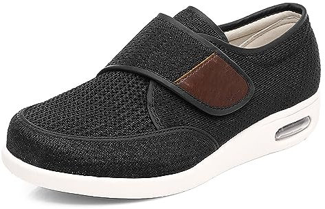 Nwarmsouth Diabetiker Hausschuhe Verbandschuhe,Geschwollene Füße und Dicke Schuhe mit großen Füßen, Schuhe mit hohem Spann für alte Leute - 43_schwarz,Arthritisödeme Diabetiker Fuß Schuhe