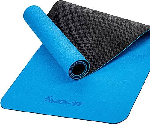 MOVIT Gymnastikmatte, Yogamatte, hautfreundlich und rutschfest, 190 x 100cm, Stärke 0,6cm, Hell-blau