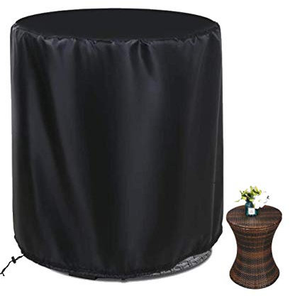 Patio Bar Table Cover For Keter 7.5-Gal,Outdoor Round Cool Bar Table Protective Cover With Drawstring,Waterproof,420D Oxford Black 52 * 58cm