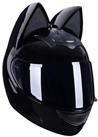 ZHEN Motorrad Katzenohr Integralhelm mit Visier, für Moped Chopper, ECE Approved Compact Integrated Helm Abnehmbares und waschbares Innenfutter, 54-62CM