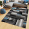 TAPISO Maya Kollektion Teppich Kurzflor Modern Vierecke Streifen Design Schwarz Grau Blau Weiß Meliert Verwischt Wohnzimmer Schlafzimmer ÖKOTEX 120 x 170 cm