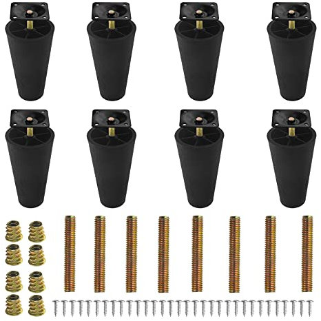 WMYCONGCONG 8 Stück Kunststoff-Sofa-Beine 5 Runde konische Ersatz-Möbel-Beine für Schrank Loveseats Couch-Stuhl mit Montageplatten M8 Gewinde für IKEA US gemacht Möbel/Betten