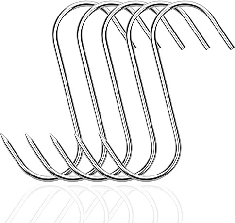 5 Stück Fleischerhaken aus Edelstahl S-Haken Wursthaken Rostfrei Räucherhaken Metzgerhaken 12.5cm x 4mm für Fleisch unter 10 kg
