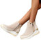Onsoyours Stivali Donna con Zeppa Plateau Stivaletti Scarpe da Donna alla Moda Stivali Corti con Zeppa Colorblock Brock con Suola Spessa C Beige 39 EU