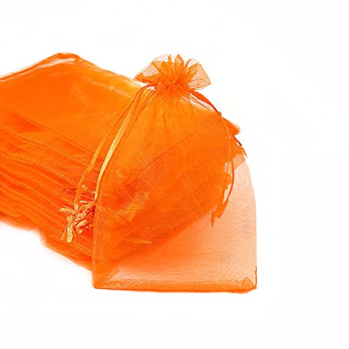 50 Stück Organza Säckchen Zum Befüllen,Organzabeutel Geschenkbeutel Kordelzug Säckchen Organzasäckchen für Festival Party Hochzeit Bonbonsbeutel,Schmuckbeutel Lavendel Geschenk Säckli,10x15cm Orange