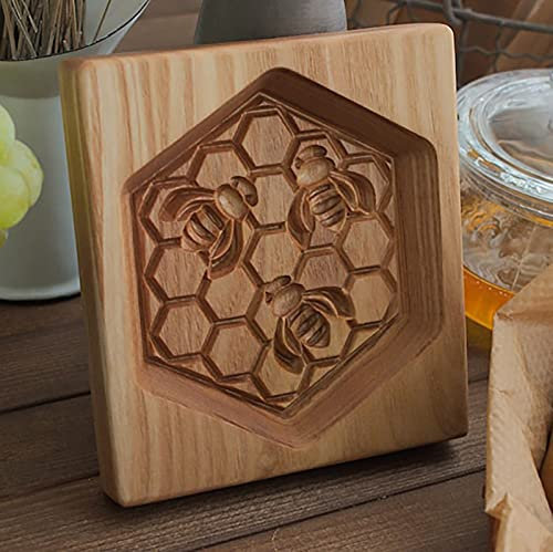 Keksformen Ei-Form Lebkuchenform aus Holz, Keksausstecher Ausstechformen,Cookie Backen Form,Plätzchenform Ovaler Keksstempel Prägeform Handwerk Dekorieren Backwerkzeug (A) (Biene)