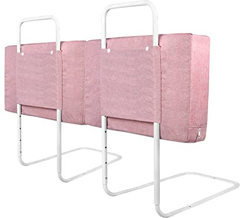 YUENFONG Bettgitter Bettschutzgitter 60cm Rausfallschutz für Kinder Höhenverstellbar Kinderbettgitter für Bett, 5-Loch Verstellbare Seitenschutz, 2 Stück, Kirschpulver