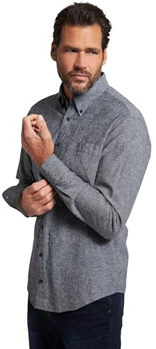 JP 1880 Herren Jp1880 Hemd, Langarm, Leinenmix, Buttondown-Kragen, Modern Fit, Bis 8 XL Hemd
