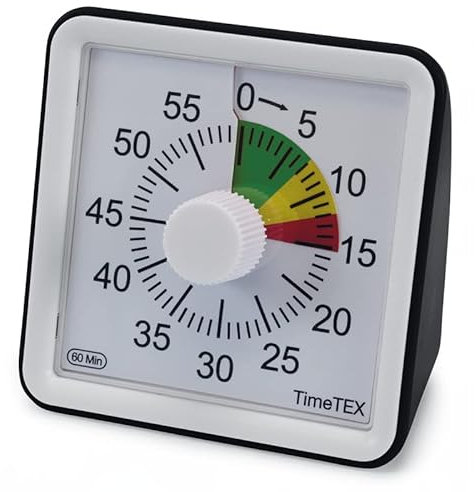 TimeTEX Zeitdauer-Uhr compact mit Ampelscheibe - rückwärts laufende Uhr mit rot/gelb/grüner Scheibe - 61939