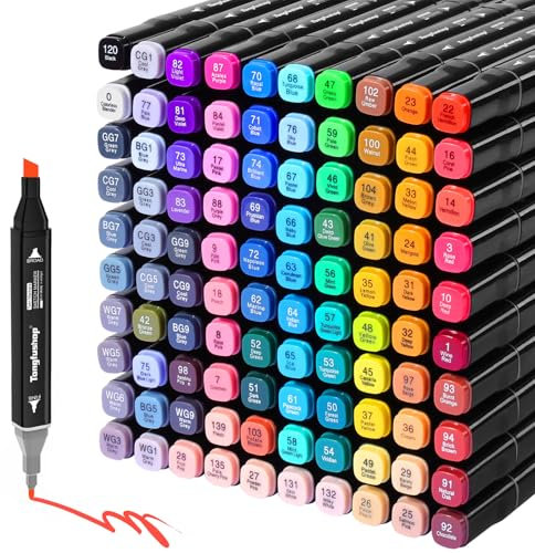 Tongfushop 100 Filzstifte Set, Meißel & Feine Verdoppelt Spitzt Alkohol Marker, 2 Sekunde Schnell Trocknende Kunst Sketch Marker Stifte für Erwachsene Kinder Zeichnung Design Rendering Brief Manga