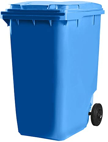 Hardwex Mülltonne mit 2 Rädern und Deckel, Müllgroßbehälter, Abfalltonne, Mülleimer, Volumen: 360 Liter, Farbe: Blau, Größe: 1 098 x 596 x 880 mm