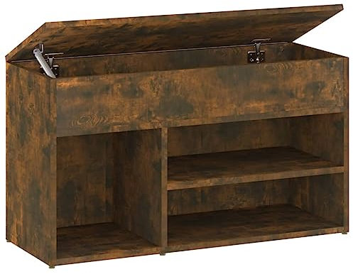 vidaXL Schuhbank, Schuhschrank mit viel Stauraum, Schuhregal für Flur Eingangsbereich, Sitzbank Flurbank Schuhe, Räuchereiche Holzwerkstoff