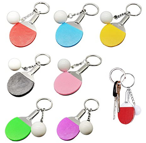 7 Pièces Porte-Clés de Sport, Porte-Clés Ornement Sports, Porte-Clés Raquette de Ping Pong Créatif, pour Clés, Voitures, Sacs à Main, Sacs à Dos