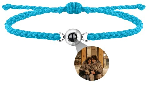 Benutzerdefinierte Foto-Armband für Männer Frauen Personalisierte Bild Projektion Armband Kreis Foto Armbänder mit Bild im Inneren Einstellbar Geflochtene Armbands für Mädchen Jungen