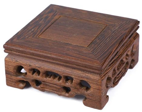 Agatige Massivholz Verkaufsständer Sockel, Holzsockel, 8cm*8cm*3.7cm zarte kleine Teekanne aus massivem Holz, Bonsai-Sockel, Vasendekoration, Bonsai-Sockel für Home Office Vasen Kleine Töpfe Dekor