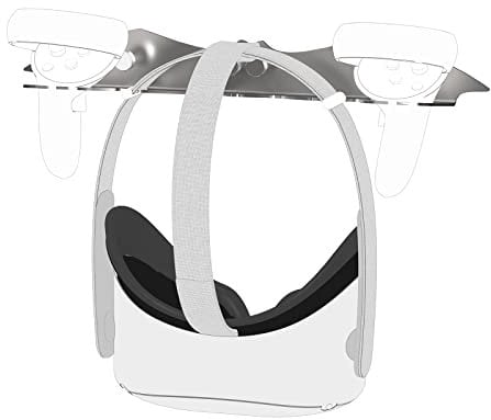 GEEKRIA Wall Mount Stand Compatible with Meta Quest 3, Pro, 2, Valve Index, HTC Vive, PlayStation VR2, Sturdy Storage Bracket, VR Headset and Controller Holder Hook (Silver)