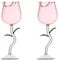 HanOBC Set di 2 bicchieri da vino da 280 ml, con fiori di rosa, bicchieri da vino rossi in cristallo, calice di vino e cocktail per feste, matrimoni, festival