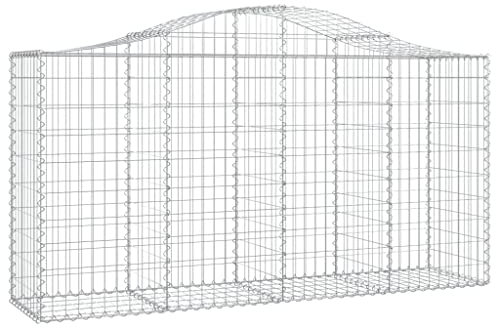 vidaXL Gabione mit Hochbogen 4 STK., Steinkorb Drahtkorb Dekorativ, Gabionenkörbe Verstärkte Gabionenhaken, Gabionenwand Gabionen Zaun Garten, Verzinktes Eisen