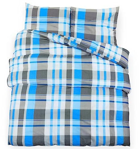 vidaXL Bettwäsche-Set Blau und Grau 200x220 cm Baumwolle