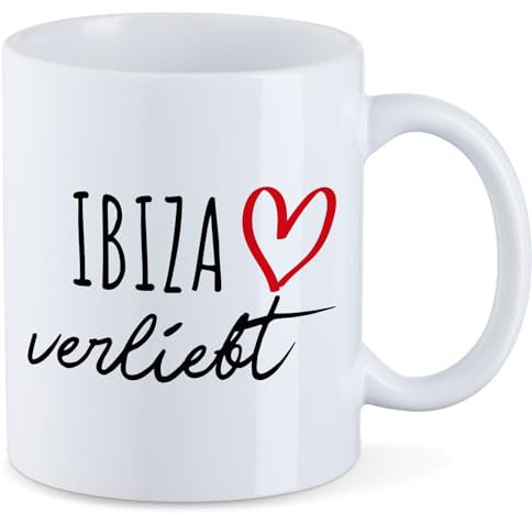 huuraa Kaffeetasse Ibiza verliebt Keramik Tasse Weiß 330ml mit Namen deiner Lieblingsinsel