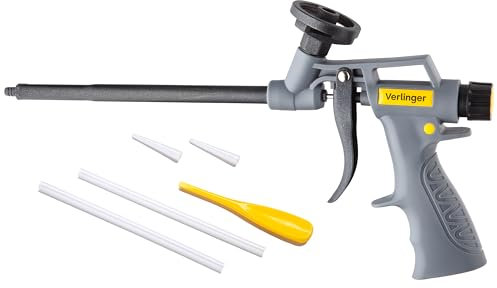 VERLINGER Schaumpistole mit Teflon Beschichtet (PTFE) für eine einfache Reinigung - Bauschaum Klebstoffe, PU schaum - Präzise Dosierpistole aus Metall für Heimwerker und Profi - Superleicht nur 240g