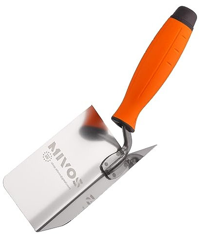 Mivos Cazzuola Angolare Antiruggine 120 x 60 mm - Cazzuola Angolare Interna in Acciaio Inox - Spatola Angolare Interna per Stucco - Cazzuola Angolare per la Lavorazione di Angoli Interni