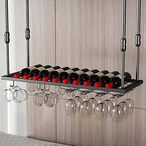 Botellero De Metal Colgante, Portavasos De Vino Colgante De Hierro De Altura Ajustable De 30-60 Cm con Canal para Botellas De Vino, 2 Tipos De Portavasos Colgantes Decoración Del Hogar/120 * 30 Cm